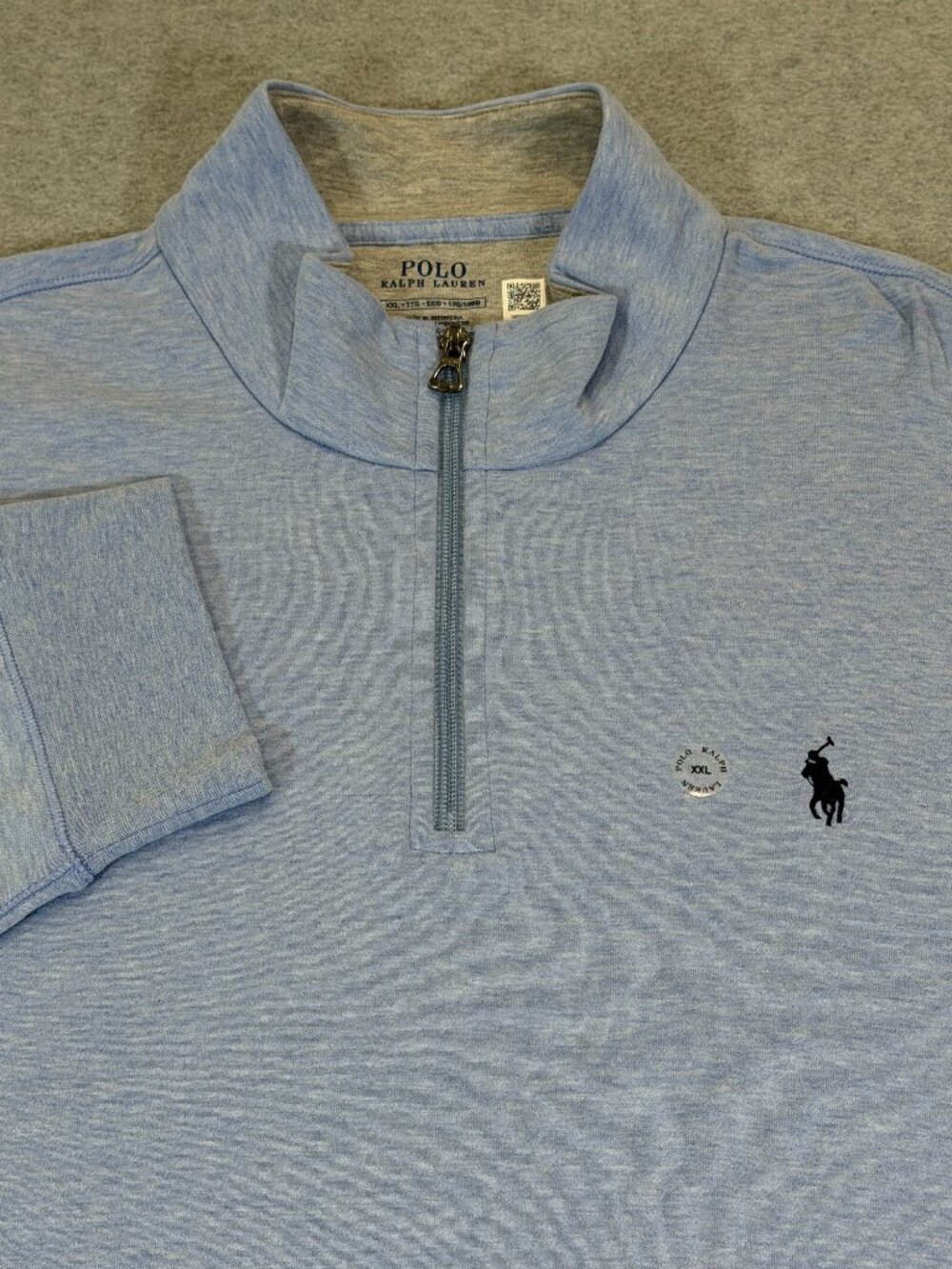 Polo Ralph Lauren Luxury Jersey Quarter-Zip Pullover Blue Heather Men’s XXL NWT
